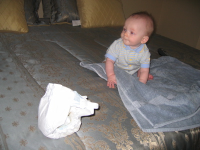 Josh changes his first diaper