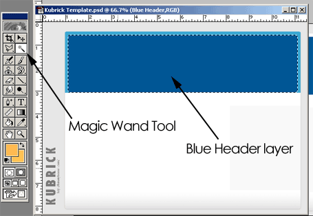 Select the Blue Header